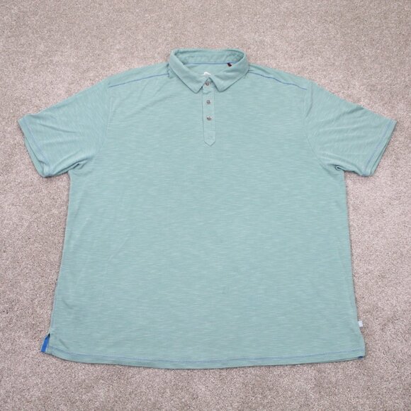 Tommy Bahama Polo Shirt Mens 2XL XXL Green Tencel Lyocell/Polyester S/S Pullover - Picture 1 of 12